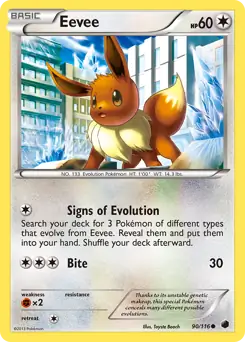 Eevee Pokemon card from Plasma Freeze