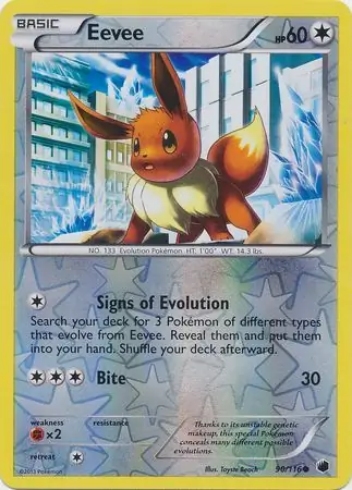 Eevee Reverse Holo Pokemon card from Plasma Freeze