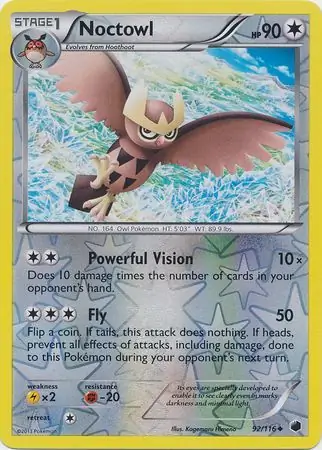 Noctowl Reverse Holo Pokemon card from Plasma Freeze