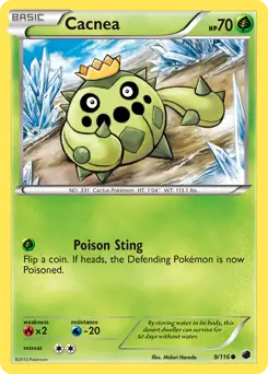Cacnea Pokemon card from Plasma Freeze