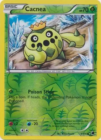 Cacnea Reverse Holo Pokemon card from Plasma Freeze