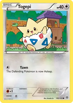 Togepi Pokemon card from Plasma Storm