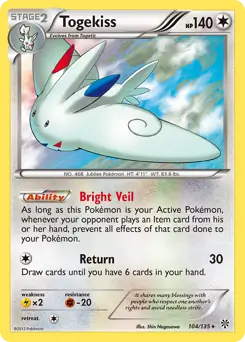 Togekiss Holo Pokemon card from Plasma Storm