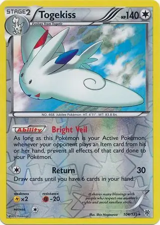 Togekiss Reverse Holo Pokemon card from Plasma Storm