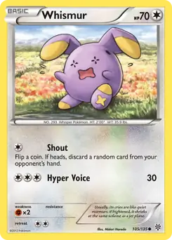 Whismur Pokemon card from Plasma Storm
