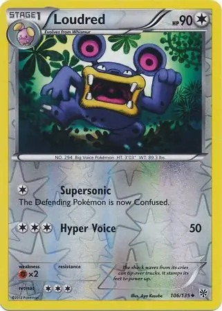 Loudred Reverse Holo Pokemon card from Plasma Storm