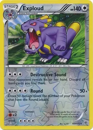 Exploud Reverse Holo Pokemon card from Plasma Storm