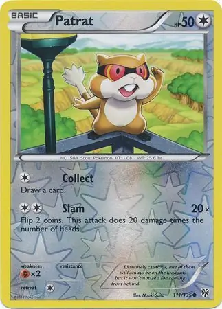 Patrat Reverse Holo Pokemon card from Plasma Storm