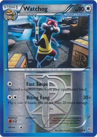 Watchog Reverse Holo Pokemon card from Plasma Storm