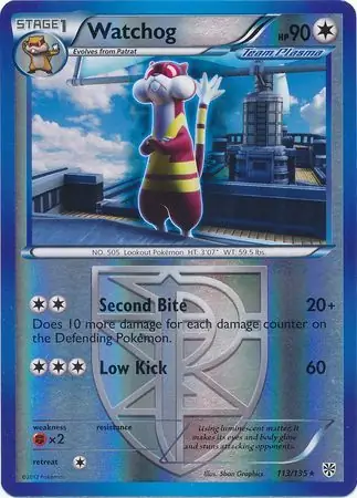 Watchog Reverse Holo Pokemon card from Plasma Storm