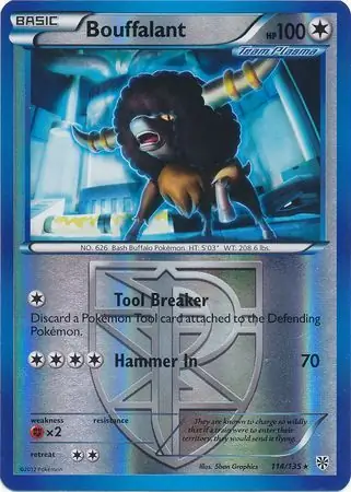 Bouffalant Reverse Holo Pokemon card from Plasma Storm