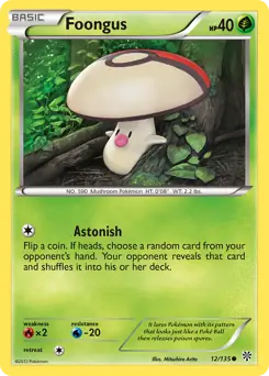 Foongus Pokemon card from Plasma Storm