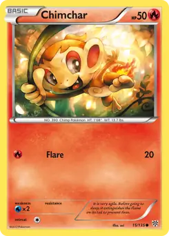 Chimchar Pokemon card from Plasma Storm
