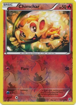 Chimchar Reverse Holo Pokemon card from Plasma Storm