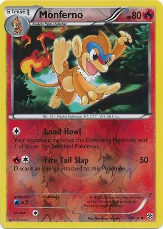 Monferno Reverse Holo Pokemon card from Plasma Storm