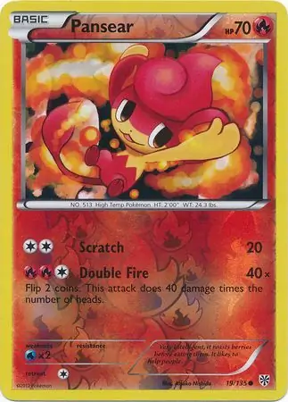 Pansear Reverse Holo Pokemon card from Plasma Storm