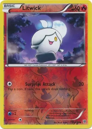 Litwick Reverse Holo Pokemon card from Plasma Storm