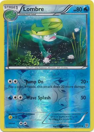 Lombre Reverse Holo Pokemon card from Plasma Storm