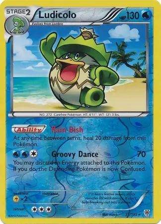 Ludicolo Reverse Holo Pokemon card from Plasma Storm