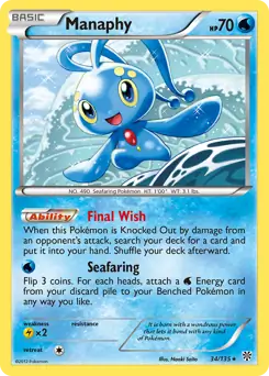 Manaphy Pokemon card from Plasma Storm