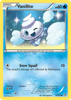 Vanillite Pokemon card from Plasma Storm