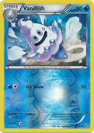 Vanillish Reverse Holo Pokemon card from Plasma Storm