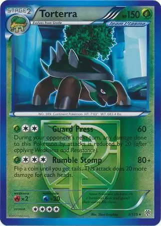 Torterra Reverse Holo Pokemon card from Plasma Storm