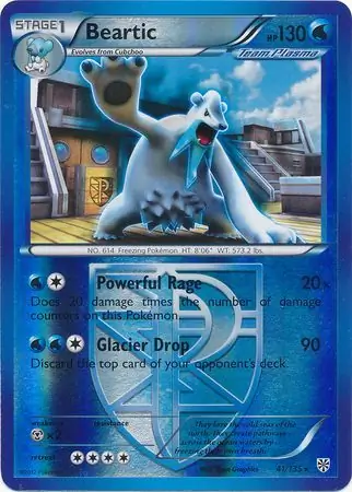 Beartic Reverse Holo Pokemon card from Plasma Storm