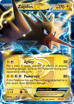 Zapdos EX Pokemon card from Plasma Storm