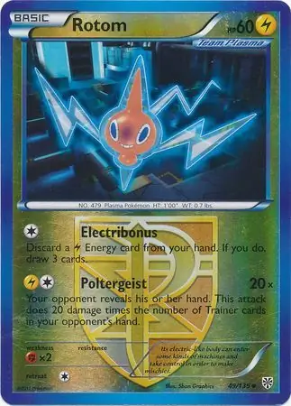 Rotom Reverse Holo Pokemon card from Plasma Storm