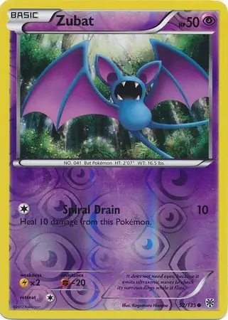 Zubat Reverse Holo Pokemon card from Plasma Storm