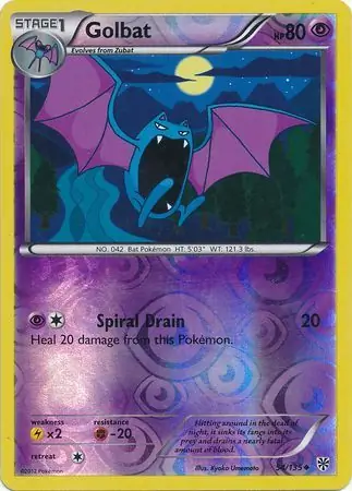 Golbat Reverse Holo Pokemon card from Plasma Storm