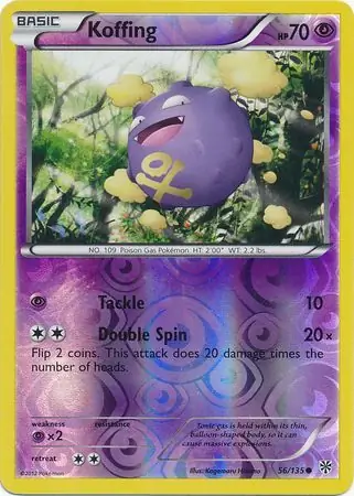 Koffing Reverse Holo Pokemon card from Plasma Storm