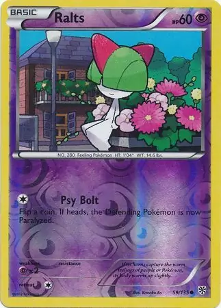 Ralts Reverse Holo Pokemon card from Plasma Storm