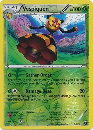 Vespiquen Reverse Holo Pokemon card from Plasma Storm