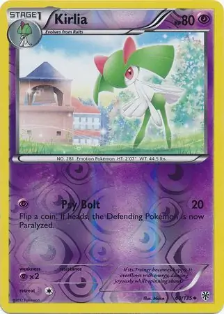 Kirlia Reverse Holo Pokemon card from Plasma Storm