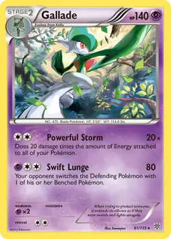 Gallade Holo Pokemon card from Plasma Storm