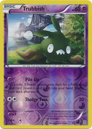 Trubbish Reverse Holo Pokemon card from Plasma Storm