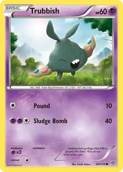 Trubbish Pokemon card from Plasma Storm