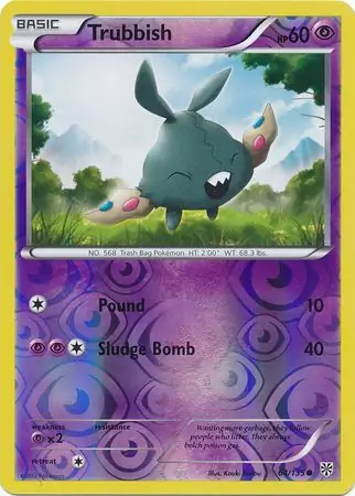Trubbish Reverse Holo Pokemon card from Plasma Storm