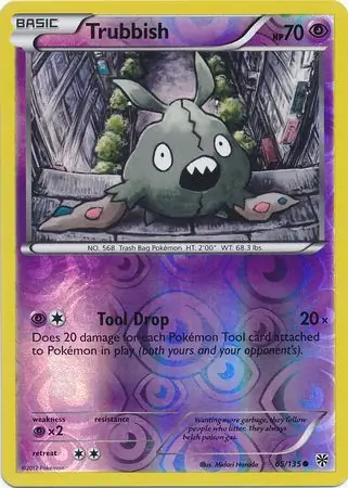 Trubbish Reverse Holo Pokemon card from Plasma Storm