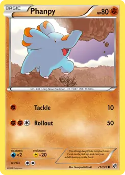 Phanpy Pokemon card from Plasma Storm