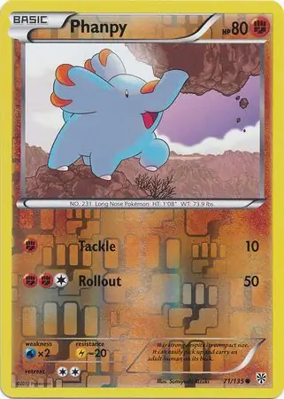 Phanpy Reverse Holo Pokemon card from Plasma Storm