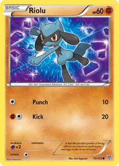 Riolu Pokemon card from Plasma Storm