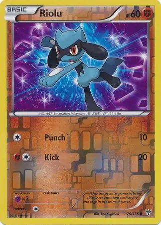 Riolu Reverse Holo Pokemon card from Plasma Storm