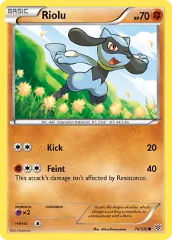 Riolu Pokemon card from Plasma Storm