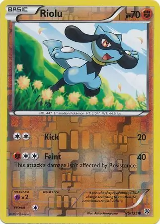 Riolu Reverse Holo Pokemon card from Plasma Storm