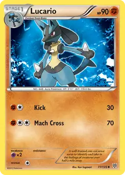 Lucario Pokemon card from Plasma Storm