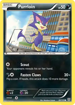 Purrloin Pokemon card from Plasma Storm