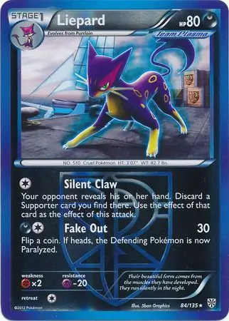 Liepard Reverse Holo Pokemon card from Plasma Storm